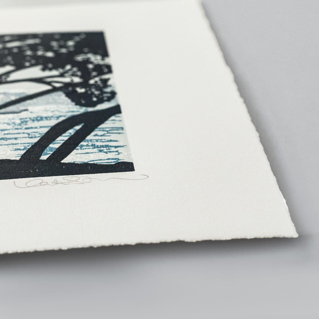 Pohutakawa & Glitter - Linocut Reduction Print 