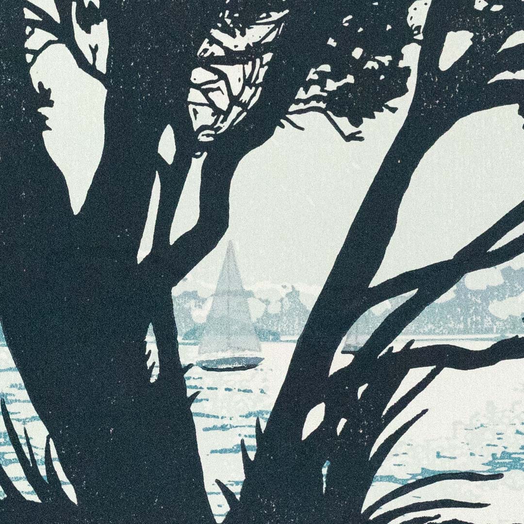 Pohutakawa & Glitter - Linocut Reduction Print 