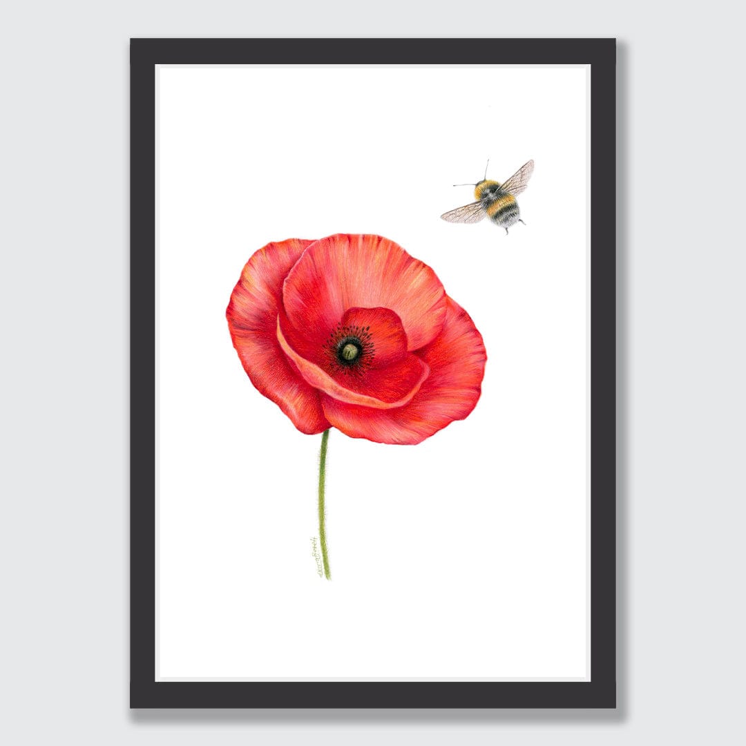 Poppy and Bee Art Print by Olivia Bezett