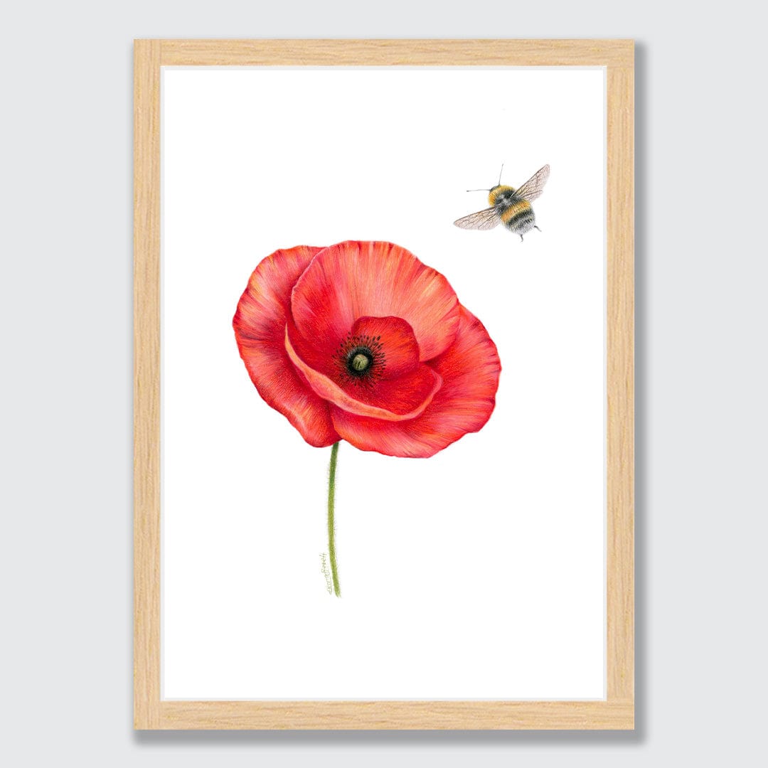 Poppy and Bee Art Print by Olivia Bezett