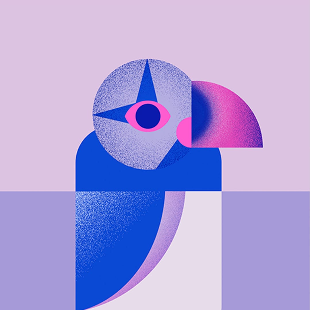 Puffin Blue Art Print by Beth Xia