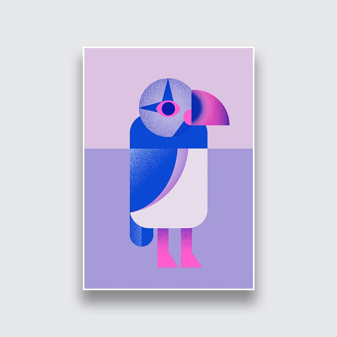 Puffin Blue Art Print by Beth Xia