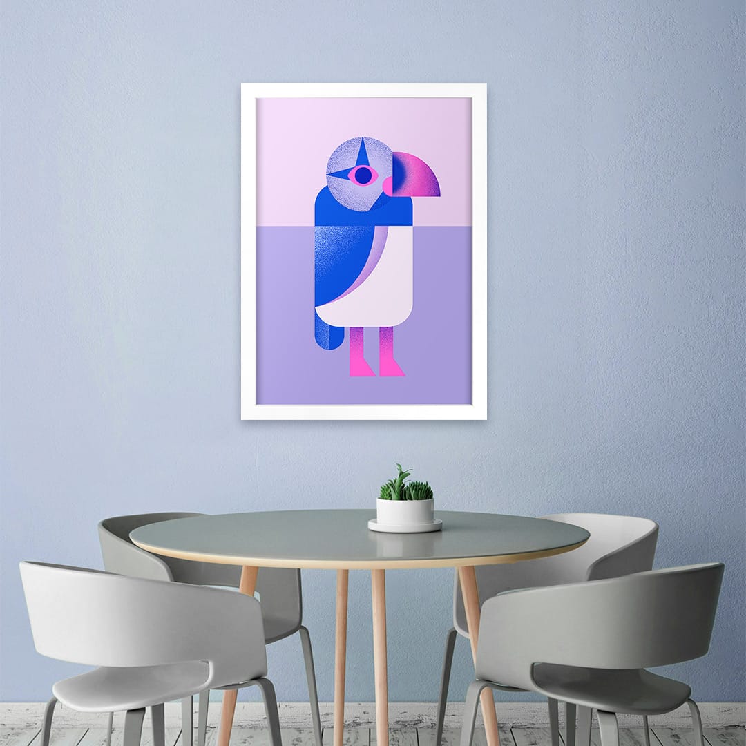 Puffin Blue Art Print by Beth Xia