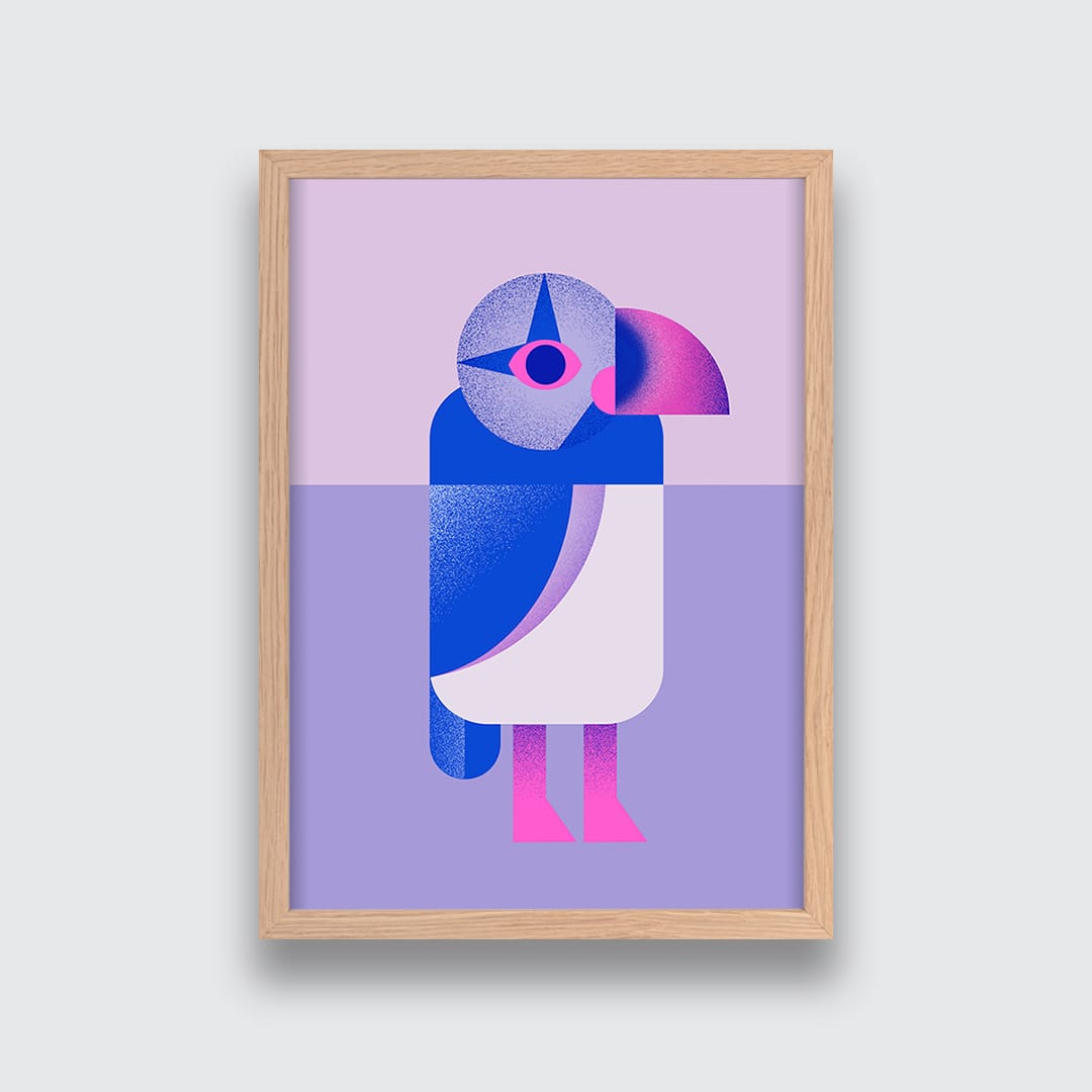 Puffin Blue Art Print by Beth Xia