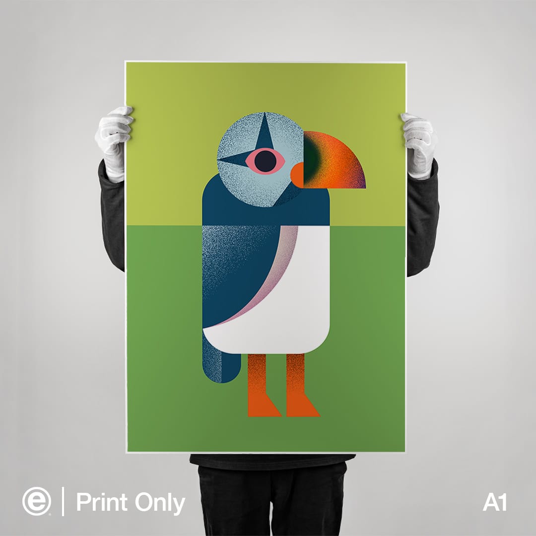 Puffin Yellow Art Print by Beth Xia