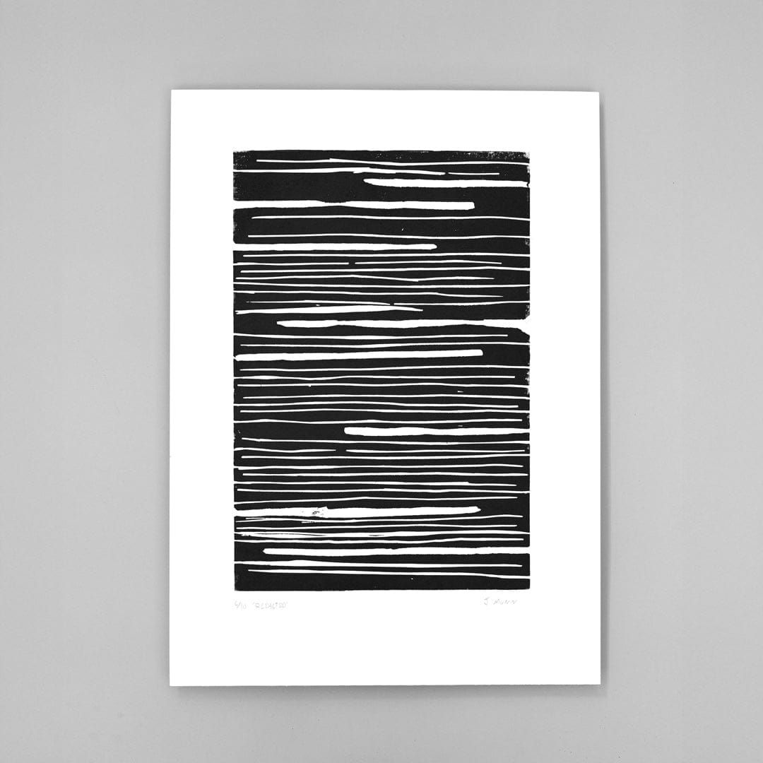 Redacted Linocut Reduction Print by Jackson Munn