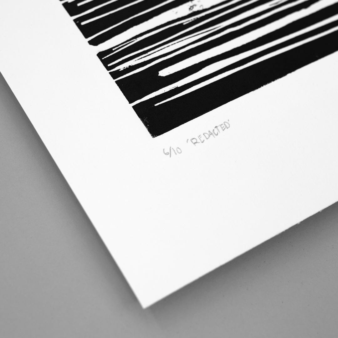 Redacted Linocut Reduction Print by Jackson Munn