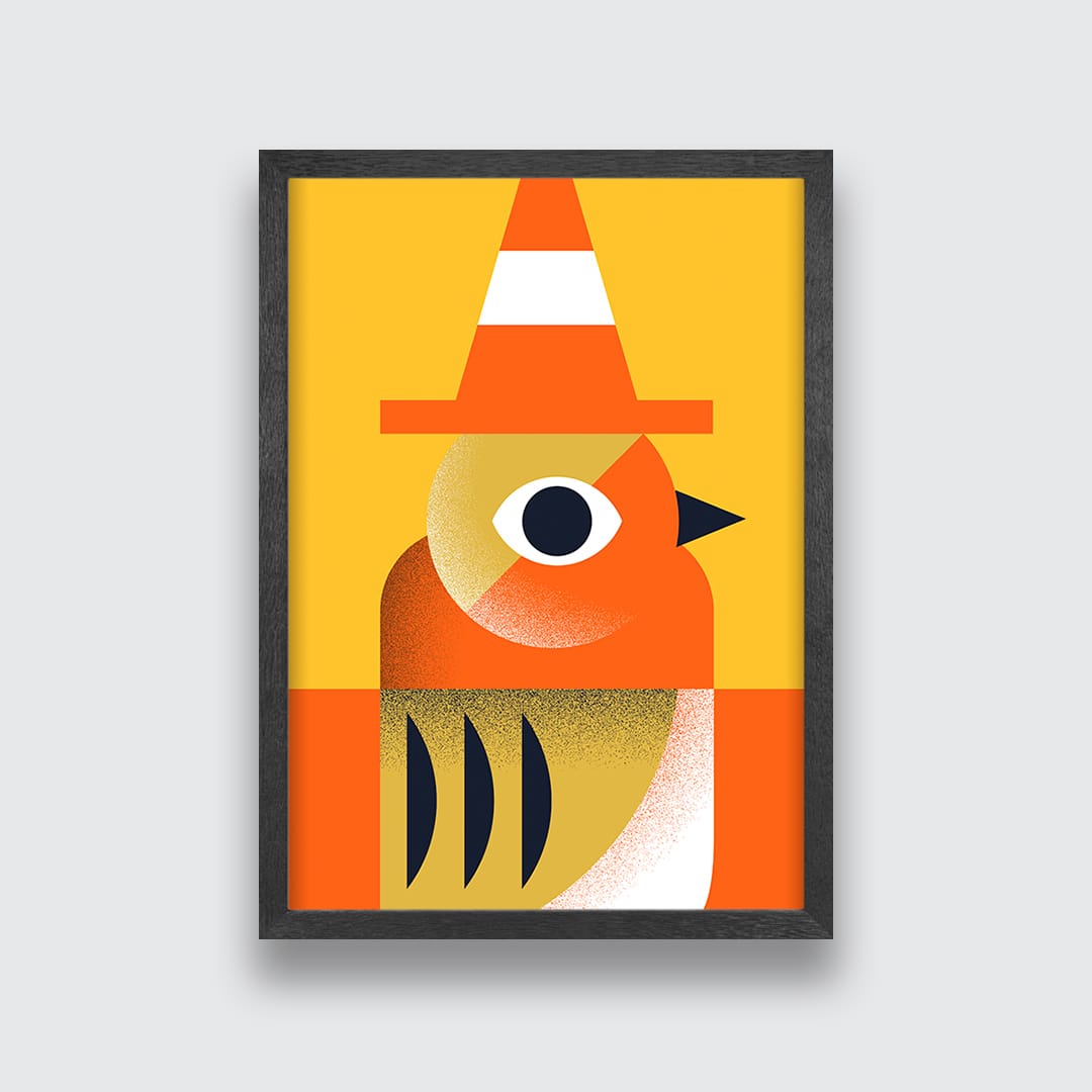 Robin With Cone Art Print by Beth Xia 