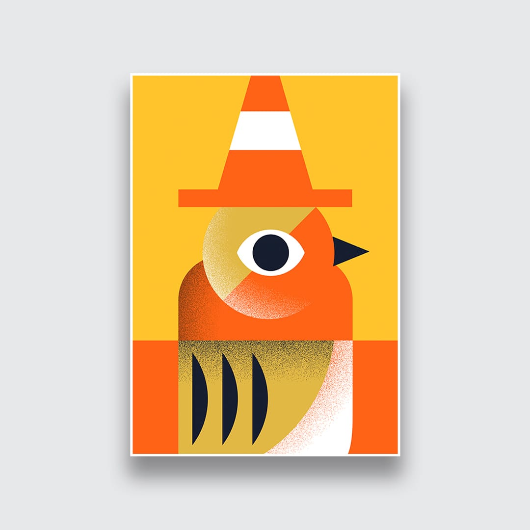 Robin With Cone Art Print by Beth Xia 