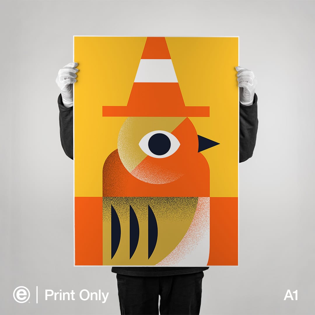 Robin With Cone Art Print by Beth Xia 