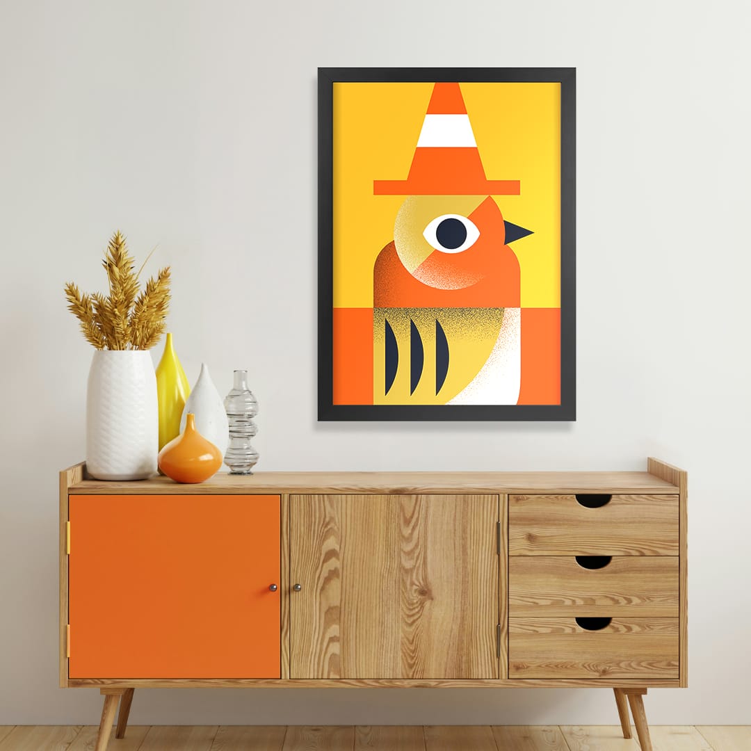 Robin With Cone Art Print by Beth Xia 