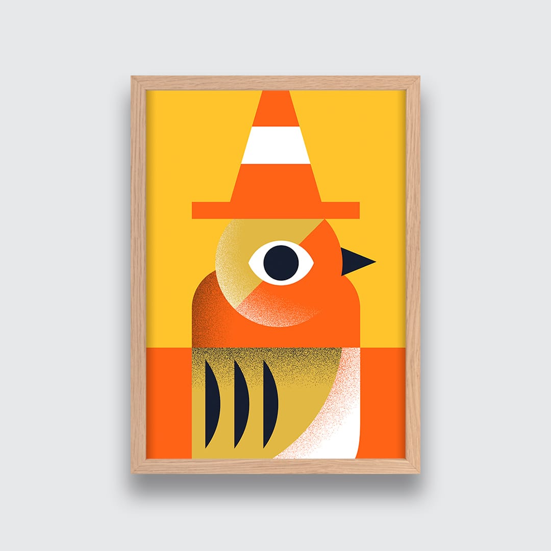 Robin With Cone Art Print by Beth Xia 