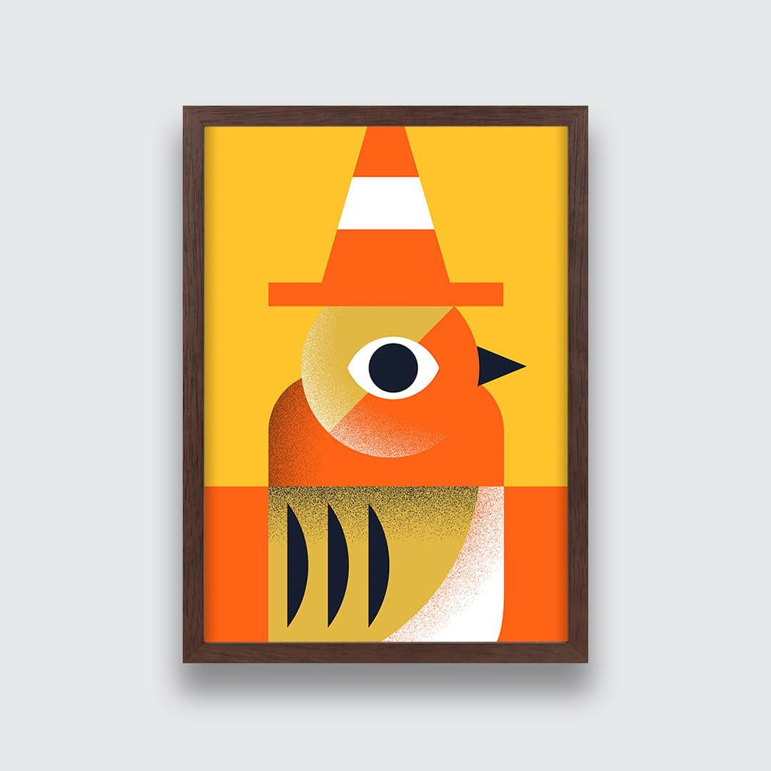 Robin With Cone Art Print by Beth Xia 