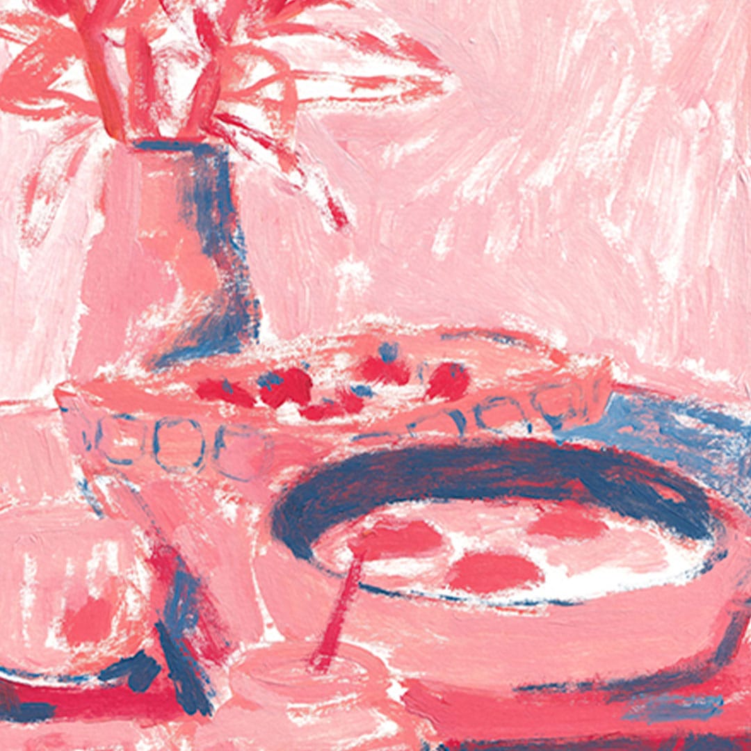 Rose Tinted Breakfast Art Print by Grace Wilkinson