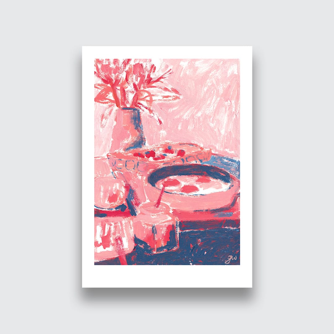 Rose Tinted Breakfast Art Print by Grace Wilkinson
