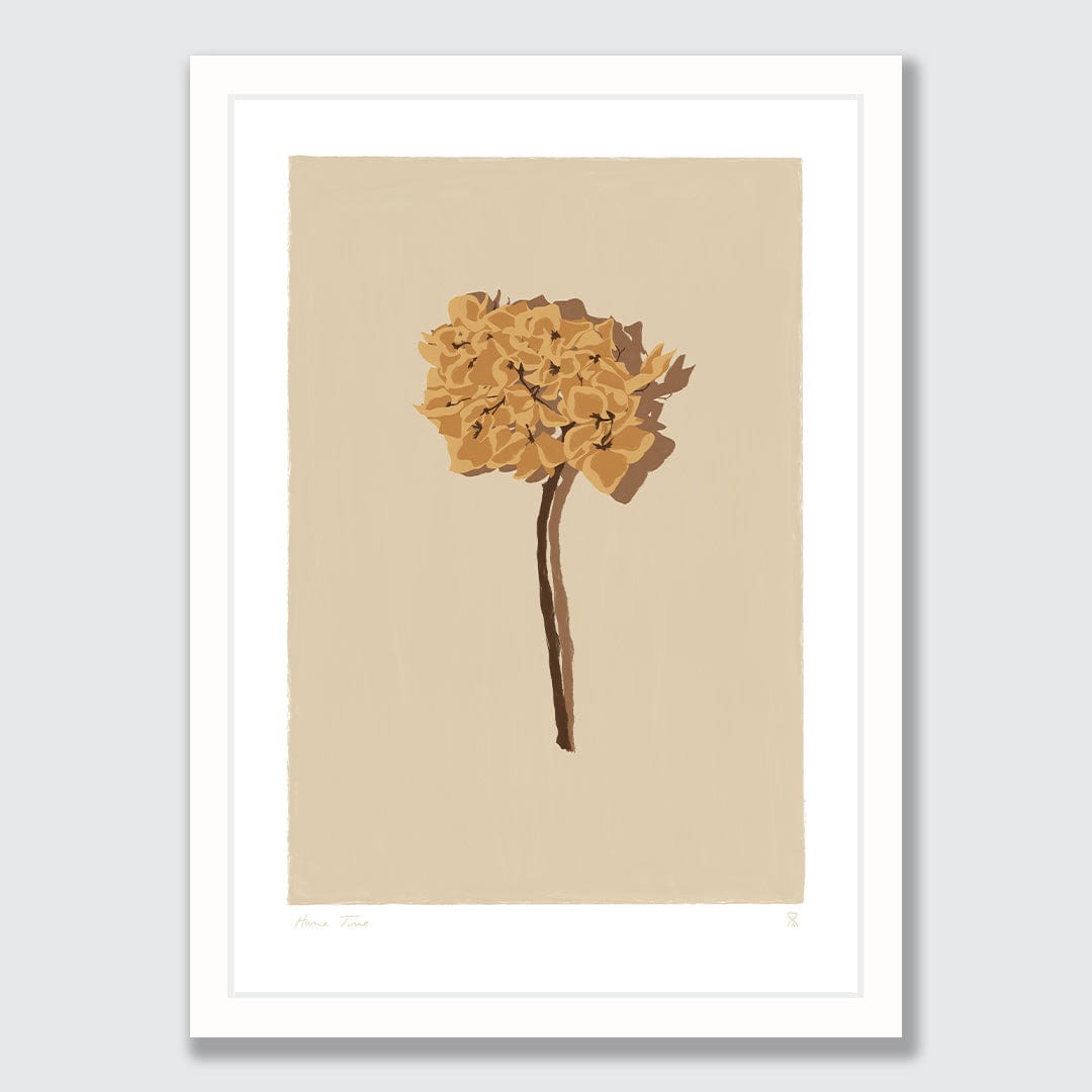 Single Dried Hydrangea Art Print by Home Time