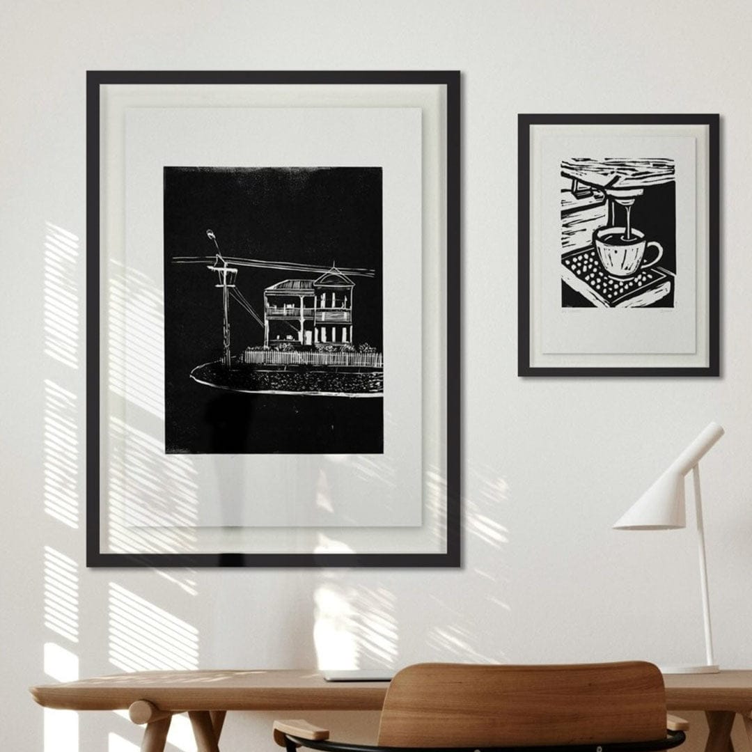 Bespoke State of Home III Linocut Reduction Print by Jackson Munn