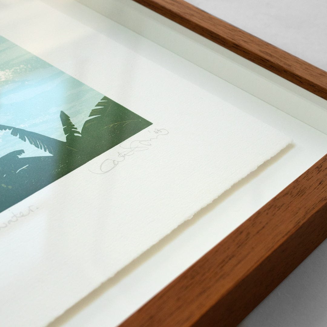 Bespoke Framed Sunlight On The Water Linocut Reduction Print by Kate Steiner