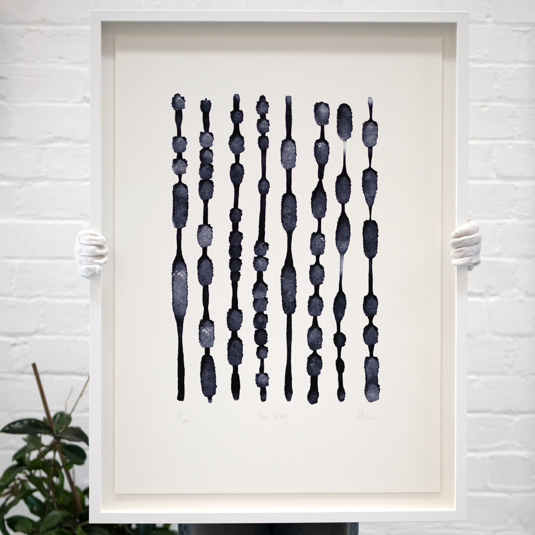 Bespoke Framed Limited Edition Tui Song Art Print by Sarah Parkinson