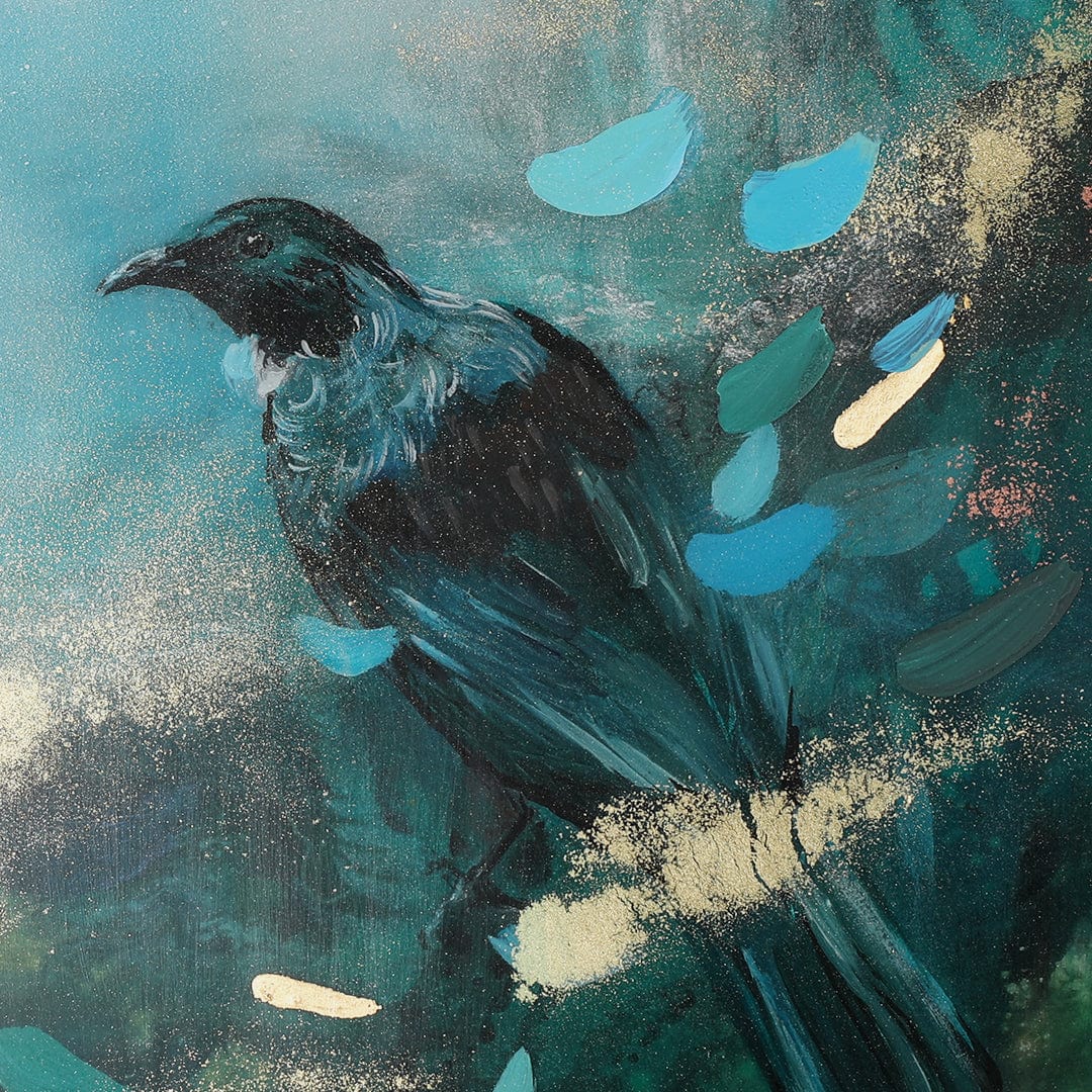 Morning Chorus - Tūī Original Painting by Lucy Davidson