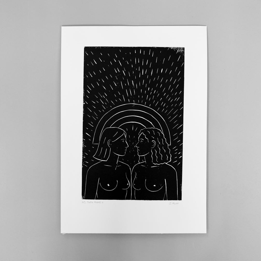 Twin Flame II Linocut Reduction Print by Jackson Munn