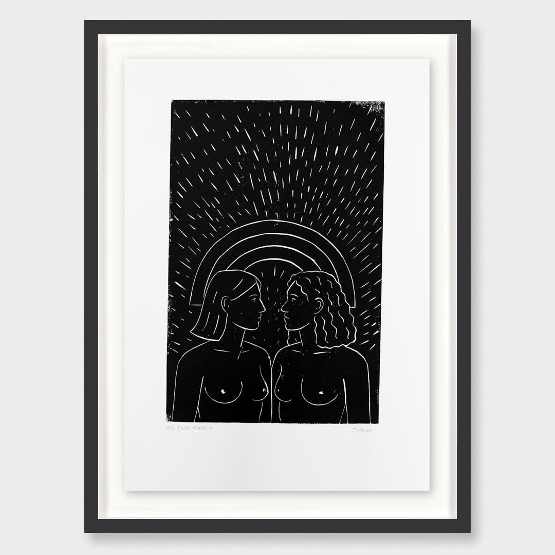 Twin Flame II Linocut Reduction Print by Jackson Munn