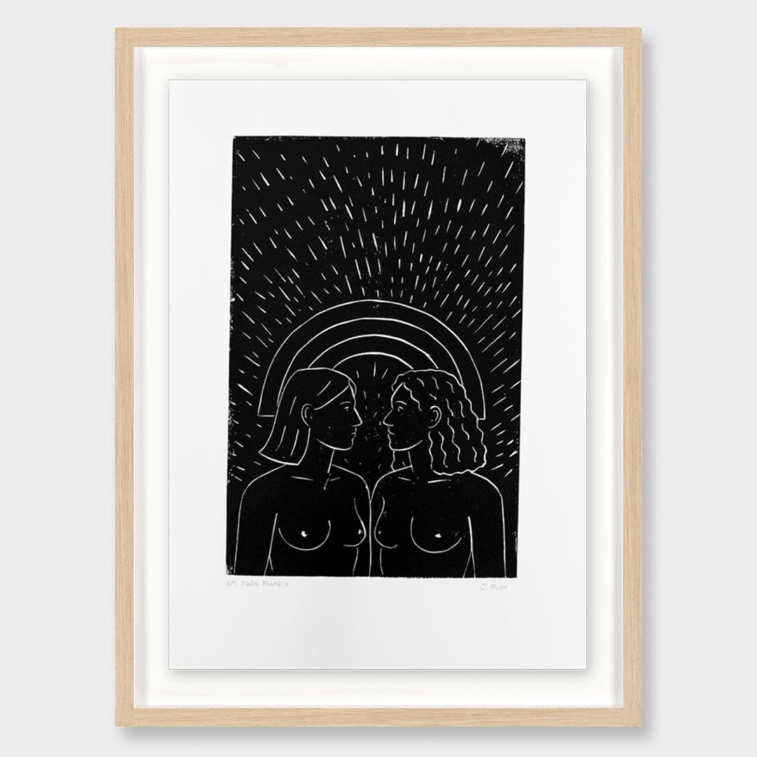 Twin Flame II Linocut Reduction Print by Jackson Munn