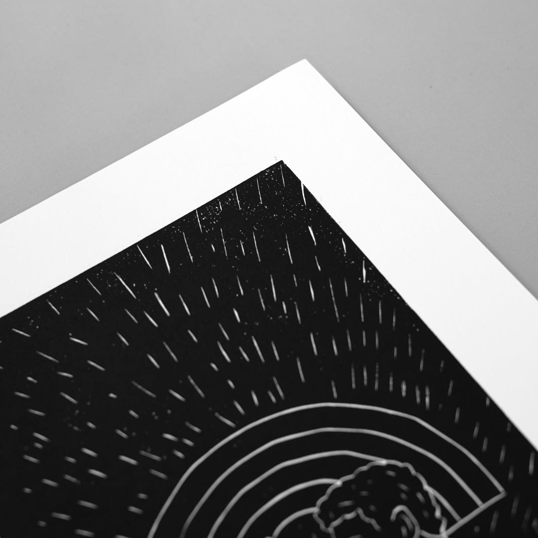 Twin Flame Linocut Reduction Print by Jackson Munn