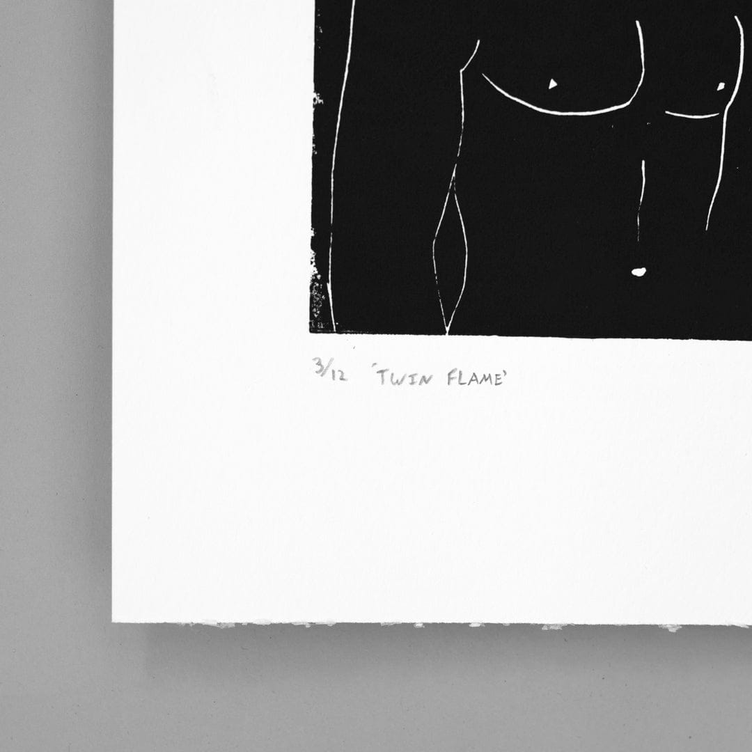 Twin Flame Linocut Reduction Print by Jackson Munn