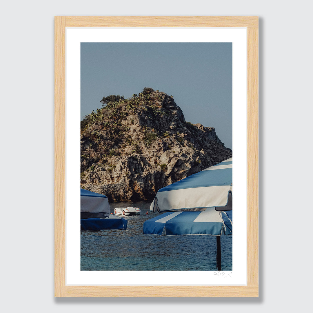 Under The Taormina Umbrellas Art Print by Jessica Higueras