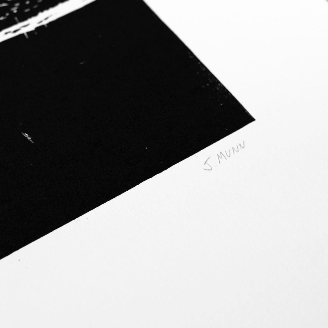 Villa on Black Linocut Reduction Print by Jackson Munn