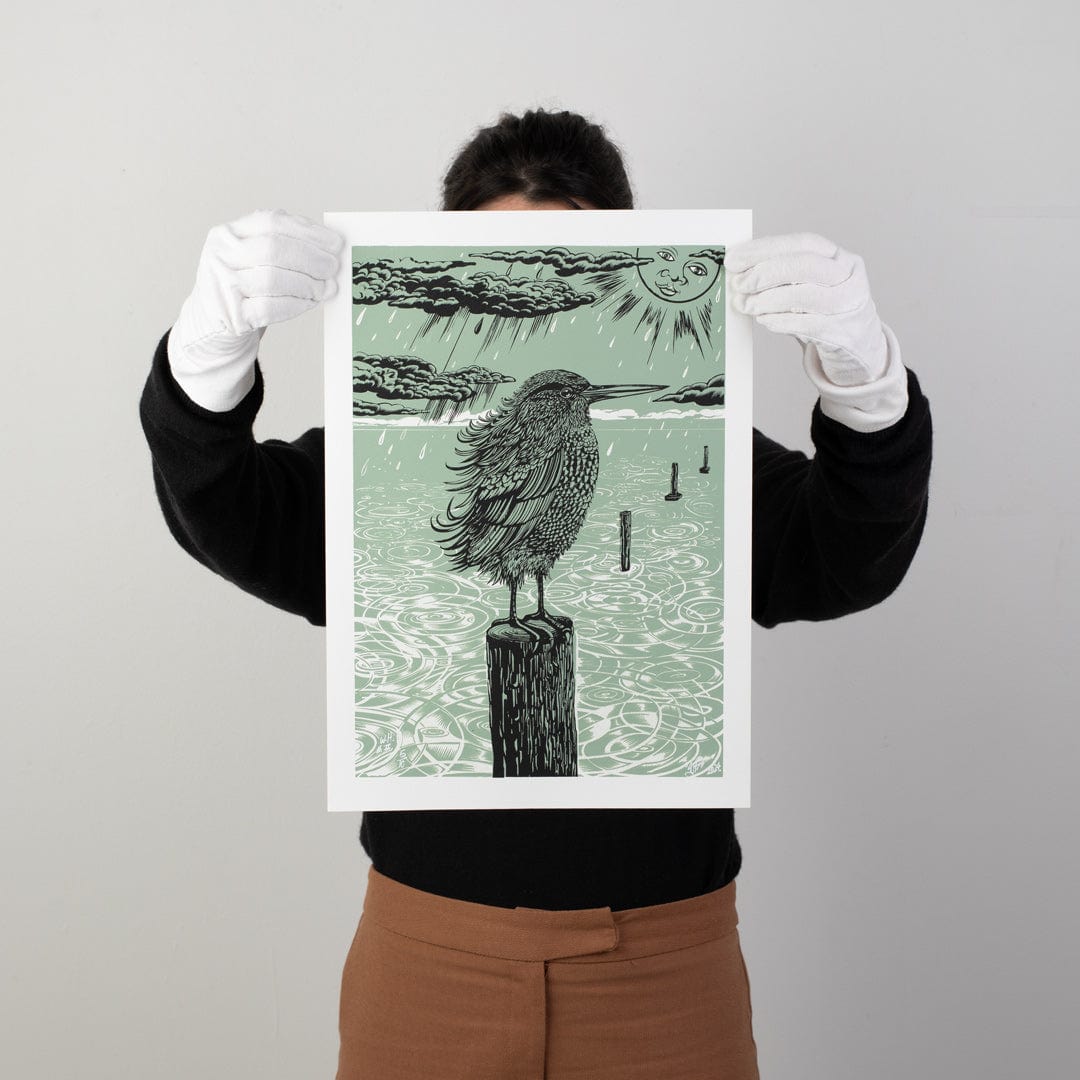 Waitematā Heron Limited Edition Screen Print by Daniel Tippett