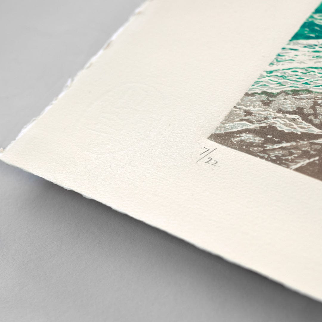 West Coast, Waitakere Ranges Linocut Reduction Print by Kate Steiner
