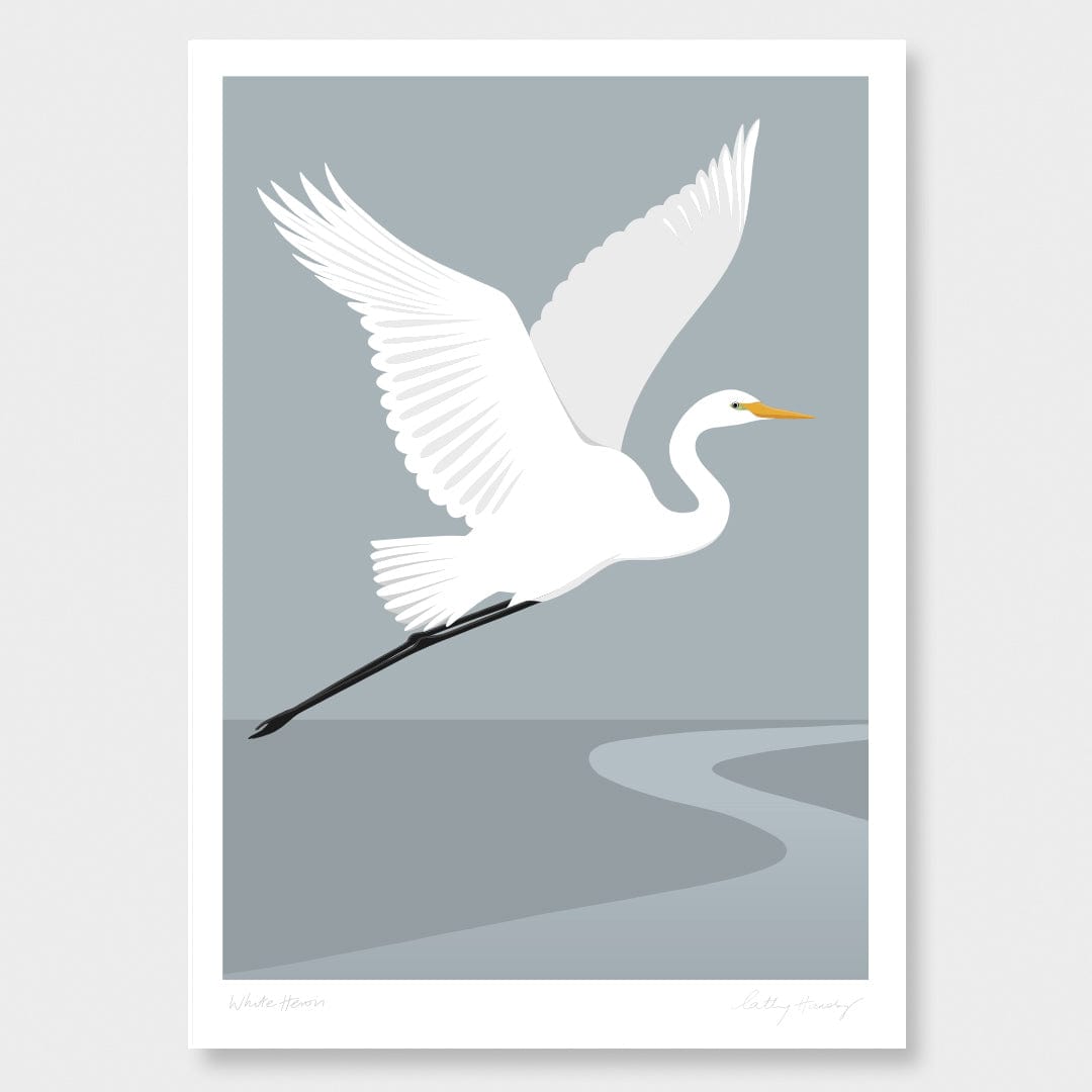 White Heron - Kotuku Art Print by Cathy Hansby
