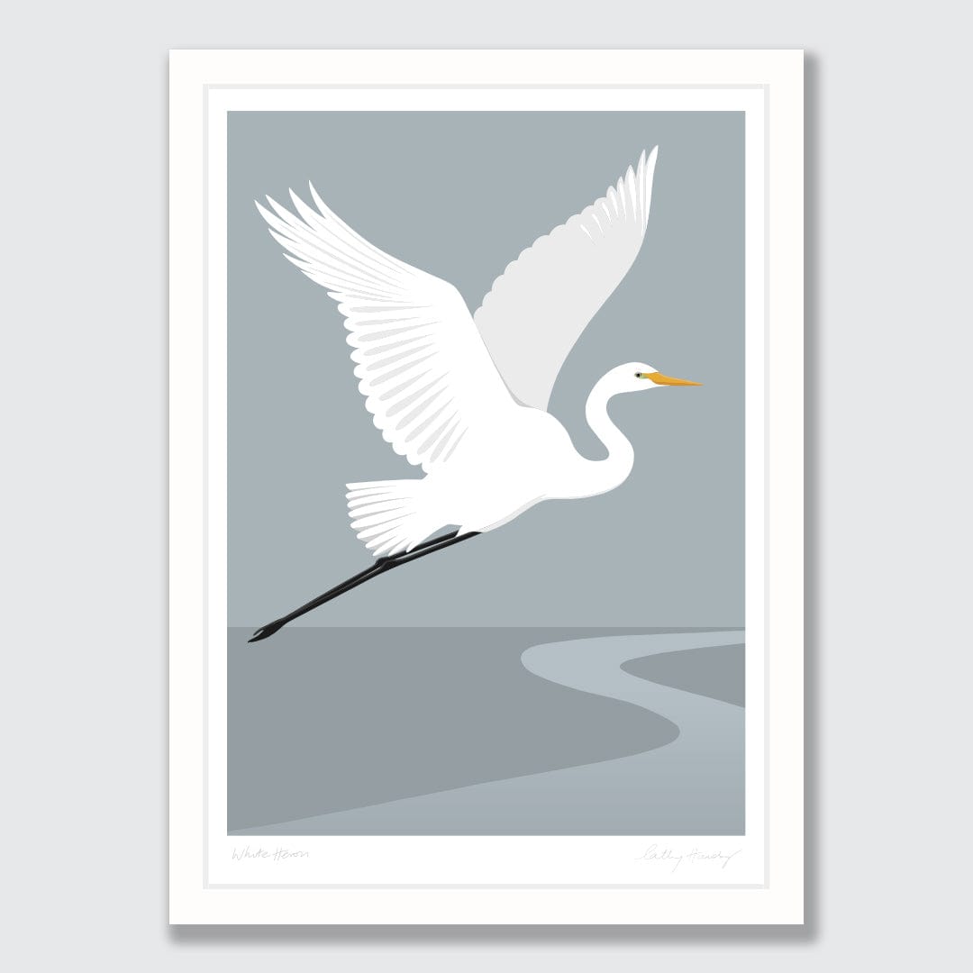 White Heron - Kotuku Art Print by Cathy Hansby