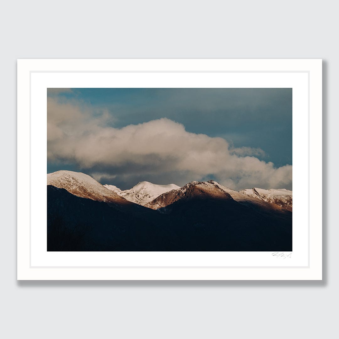White Peaks Under Blue Skies Art Print by Jessica Higueras