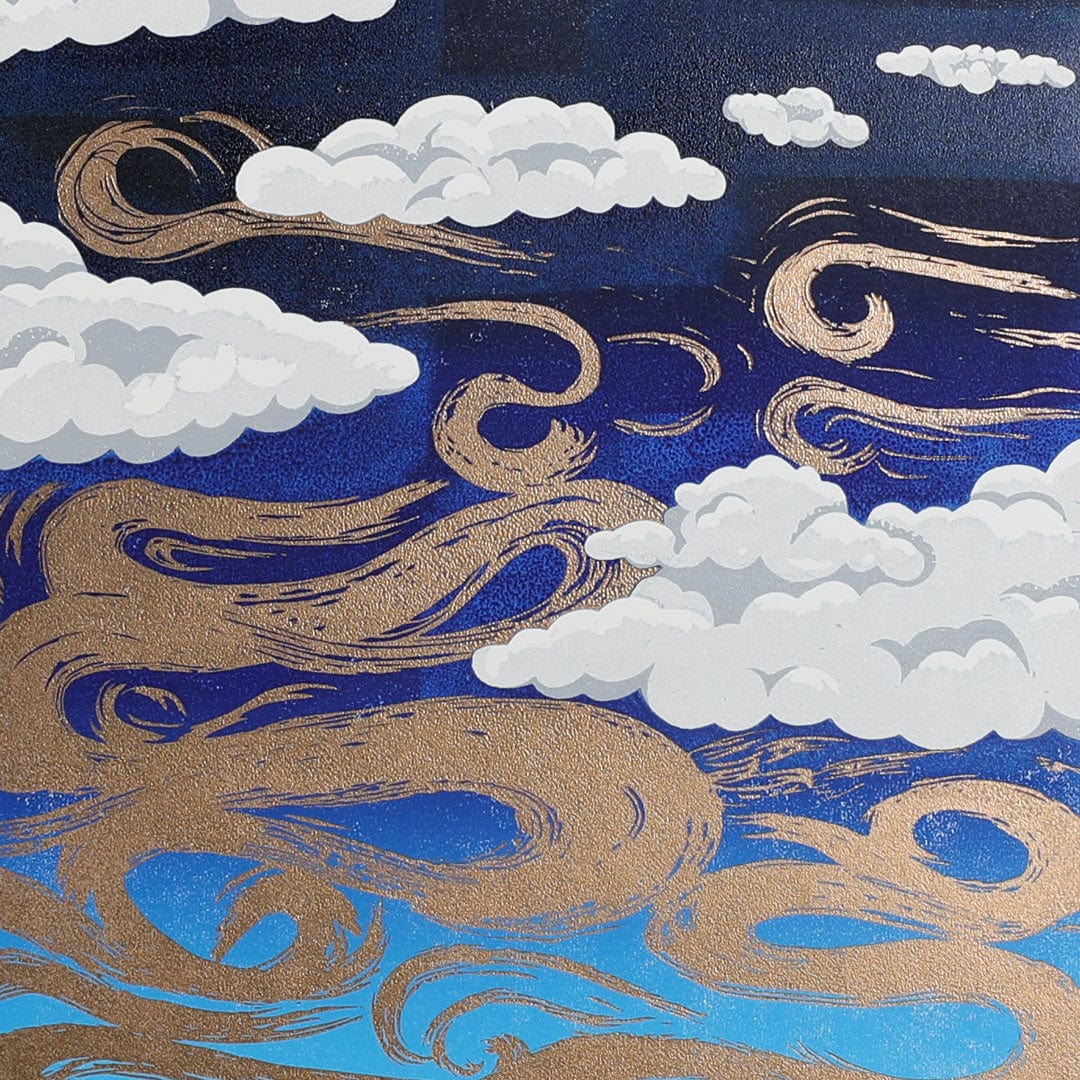 Wind Linocut Reduction Print by Kate Steiner