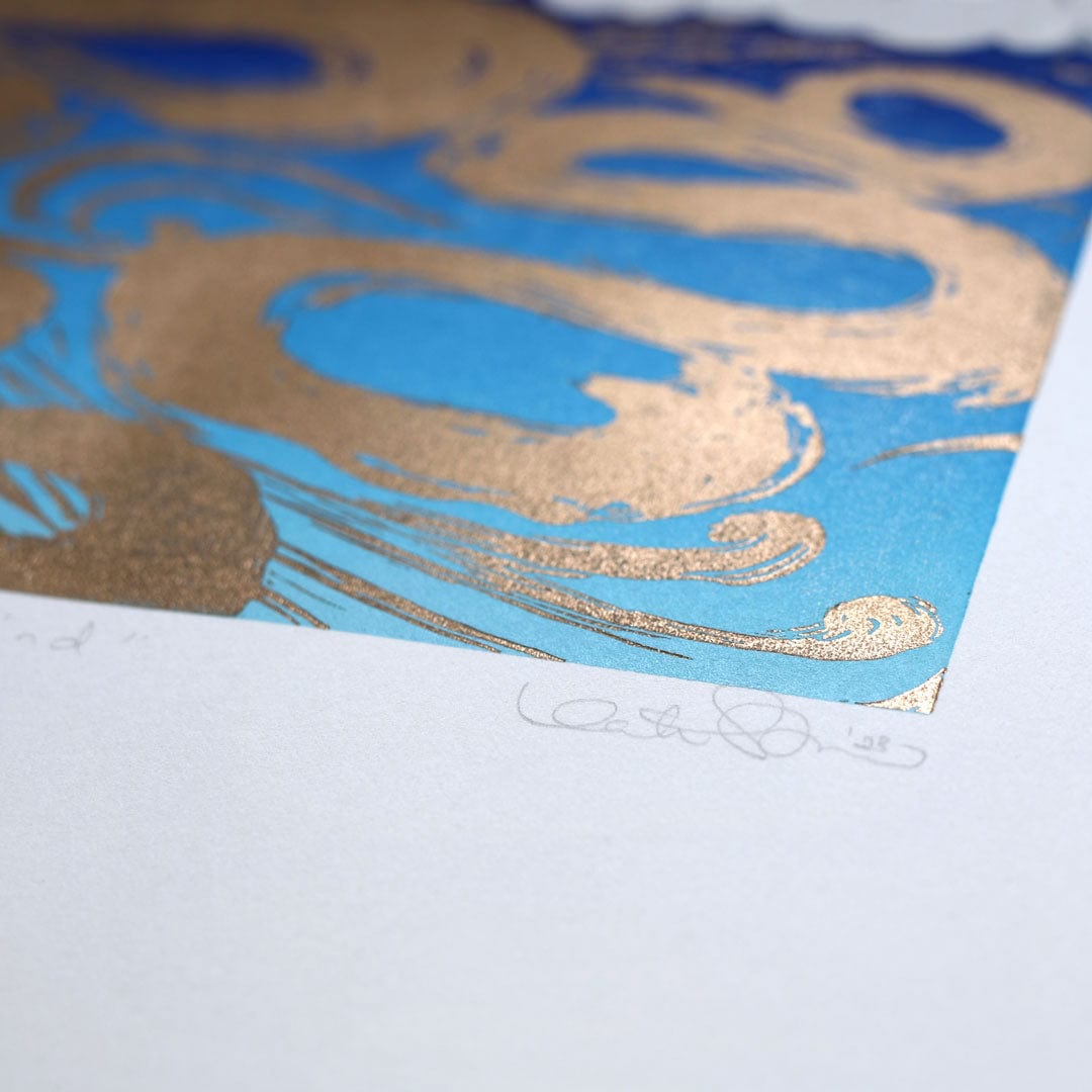Wind Linocut Reduction Print by Kate Steiner