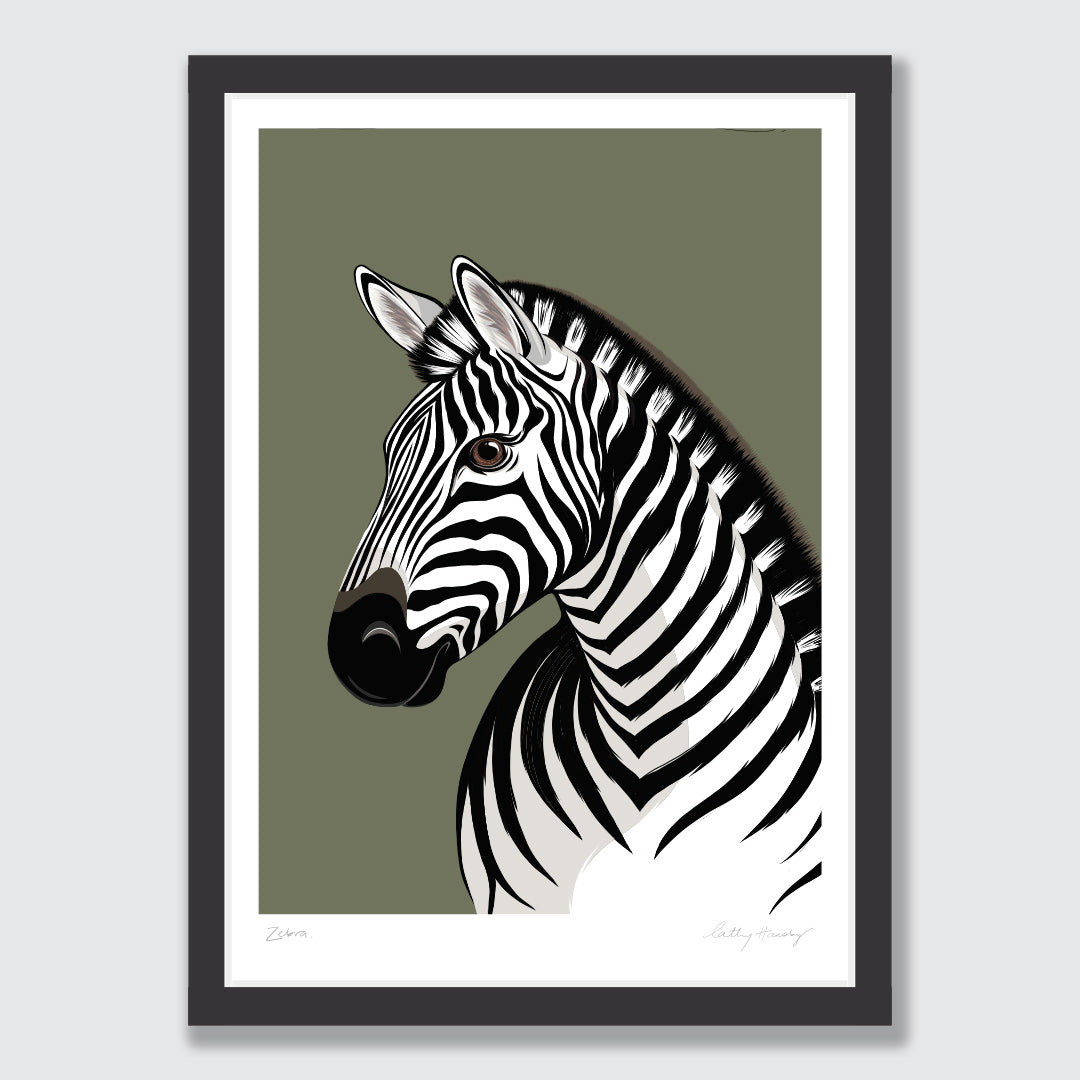 Zebra Art Print by Cathy Hansby