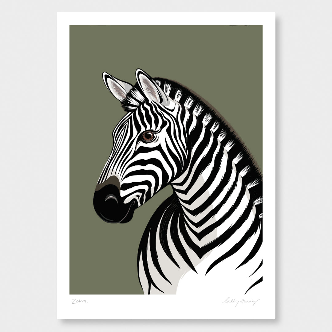 Zebra Art Print by Cathy Hansby