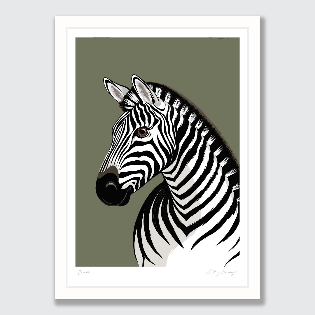 Zebra Art Print by Cathy Hansby