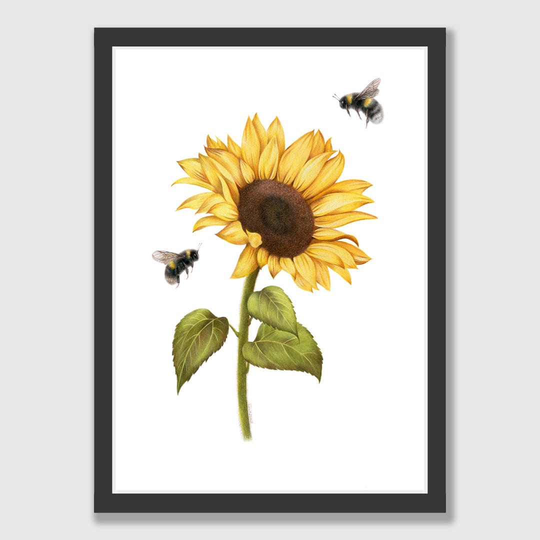 Sunflower and Bees Art Print by Olivia Bezett