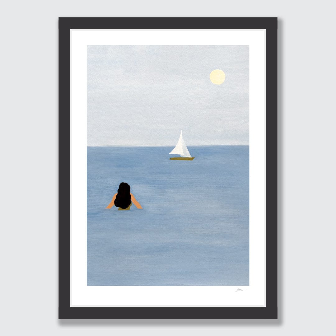 Cold Swim off the Boat Art Print by Grace Popplewell