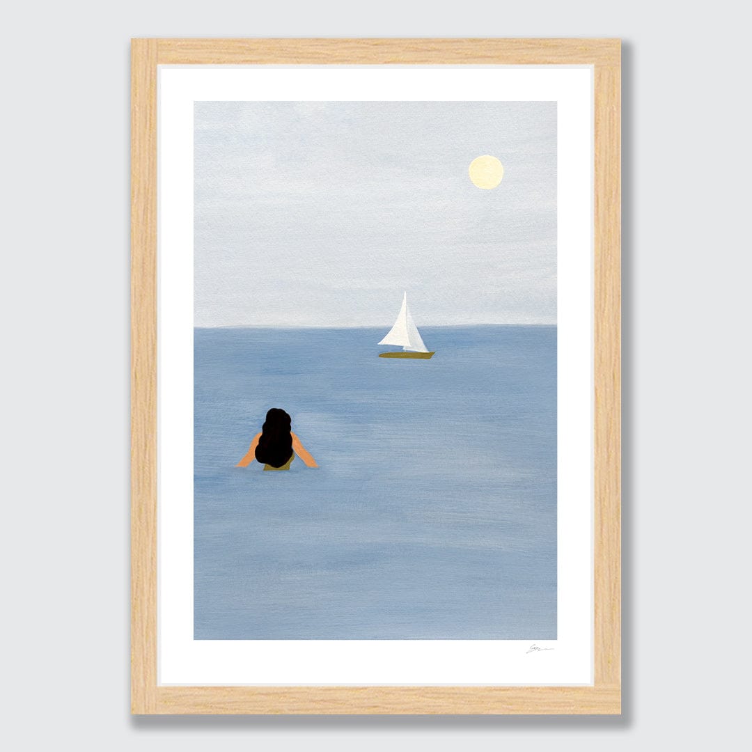 Cold Swim off the Boat Art Print by Grace Popplewell