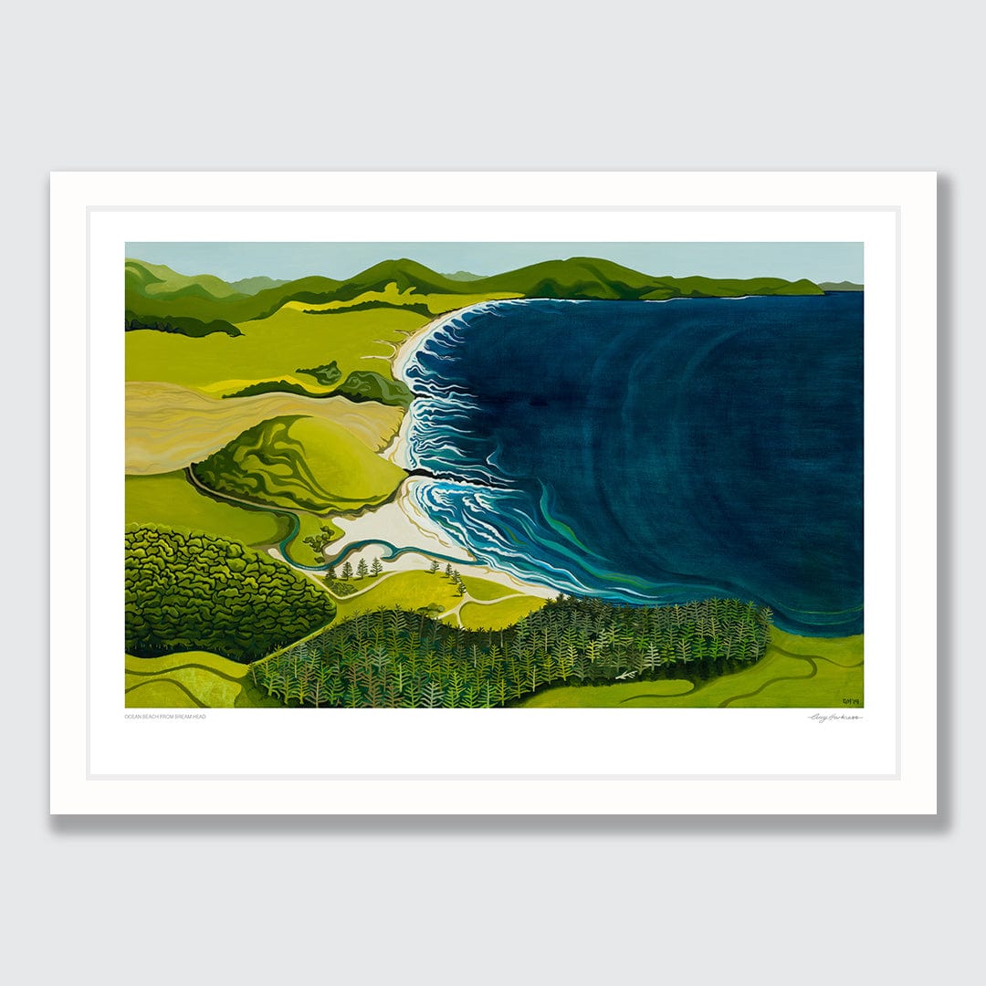 Ocean Beach from Bream Head Art Print by Guy Harkness