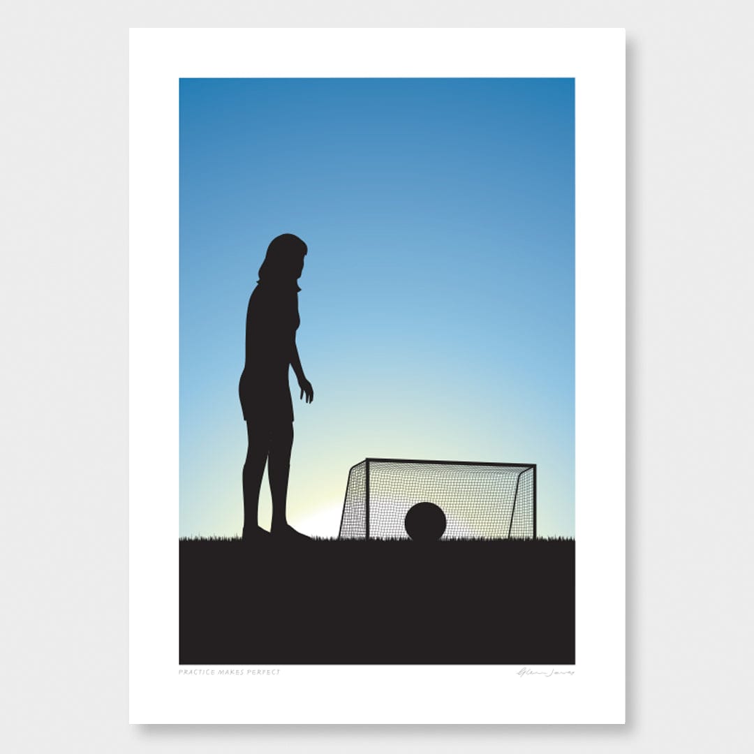 Practice Makes Perfect - Football Girl Art Print by Glenn Jones