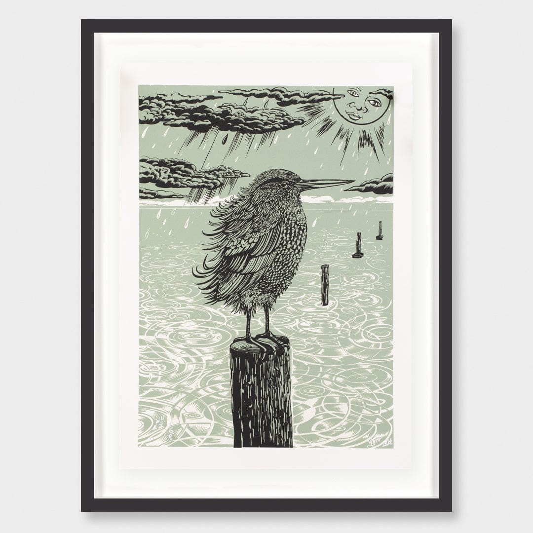 Waitematā Heron Limited Edition Screen Print by Daniel Tippett