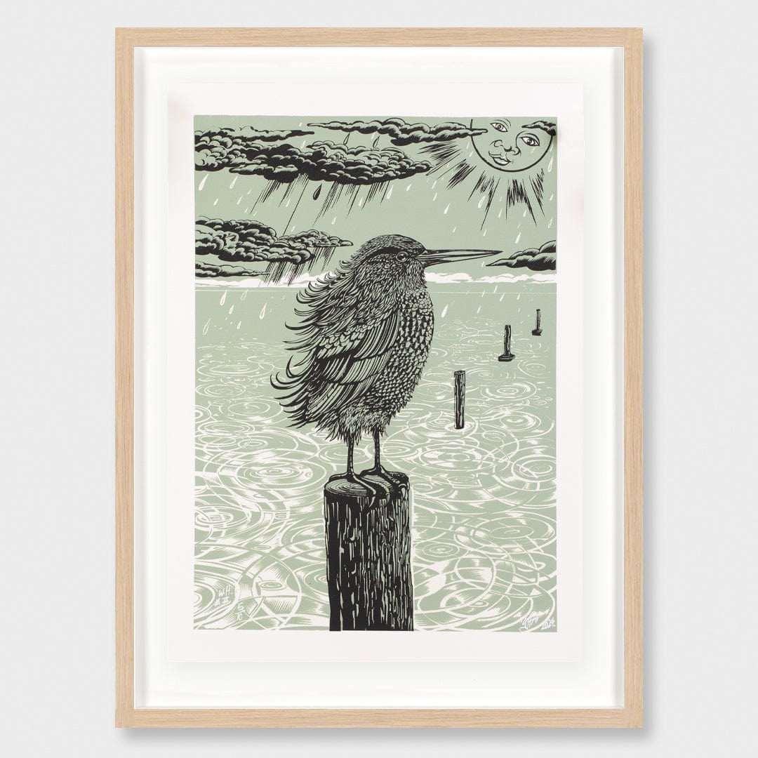 Waitematā Heron Limited Edition Screen Print by Daniel Tippett