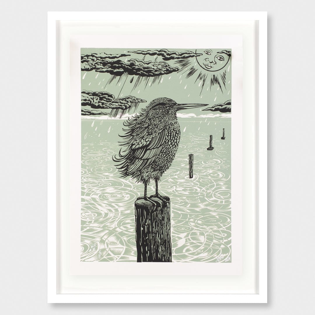 Waitematā Heron Limited Edition Screen Print by Daniel Tippett