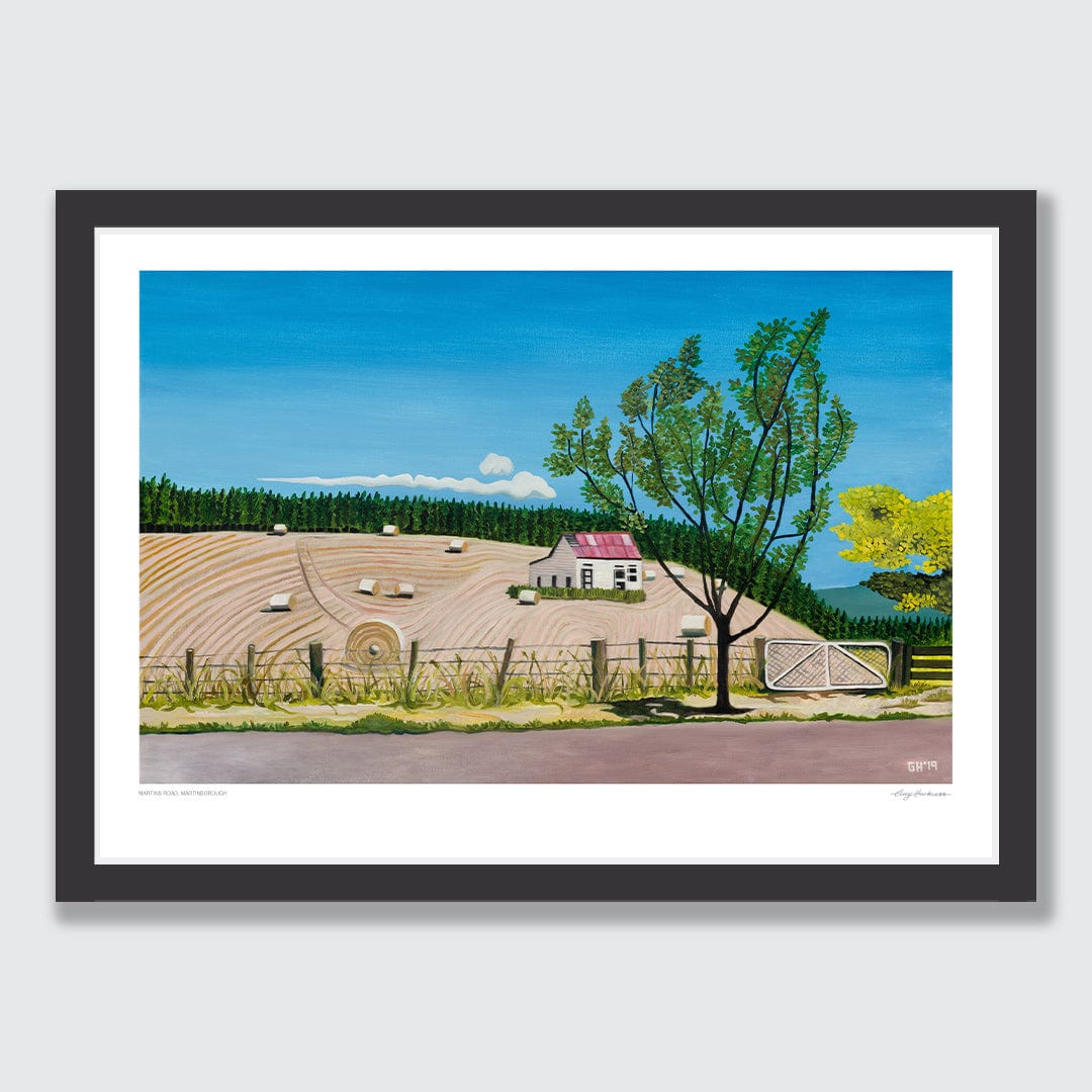 Martins Road, Martinborough Art Print by Guy Harkness